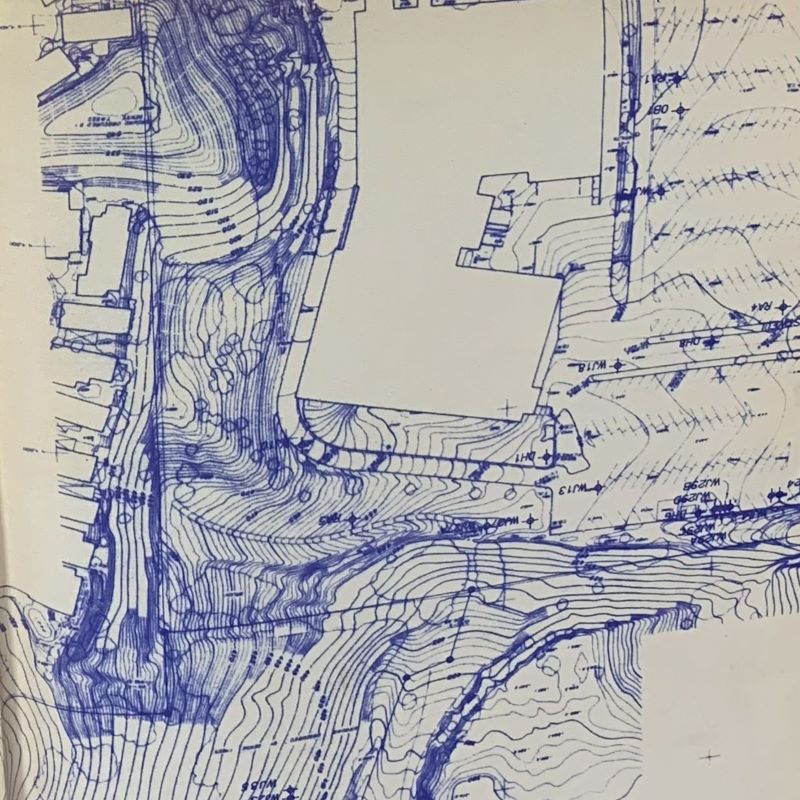 a handrawn topographic map with contours